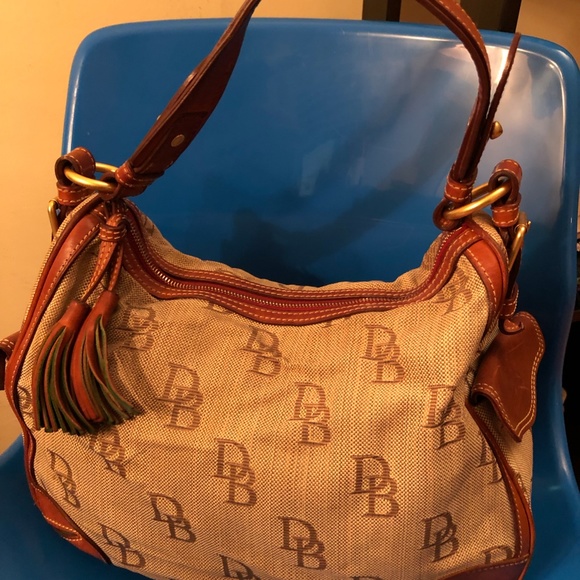 Dooney & Bourke Tote Purse Brown/Tan with tassels. - Picture 3 of 7